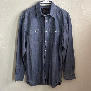 Men's Casual Long-Sleeve Button-Down Shirt - Indigo Blue